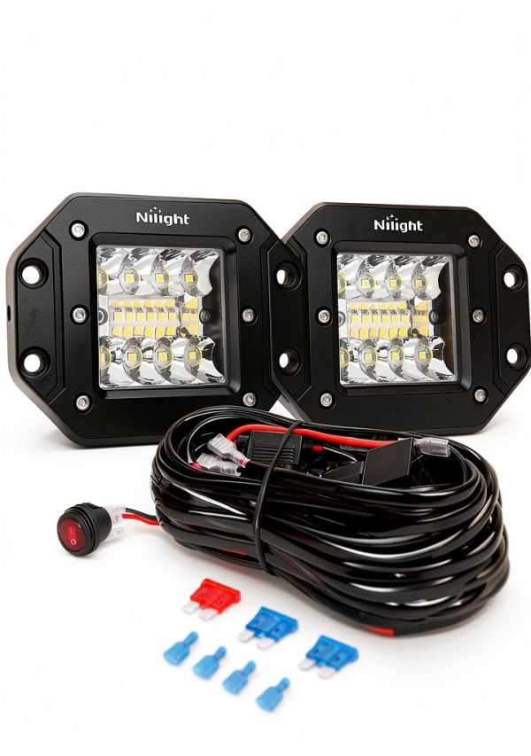 Nilight ZH413 Flush Mount Light Pods 12V 42W Aluminum White-0