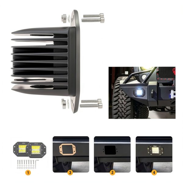 Nilight ZH413 Flush Mount Light Pods 12V 42W Aluminum White-3